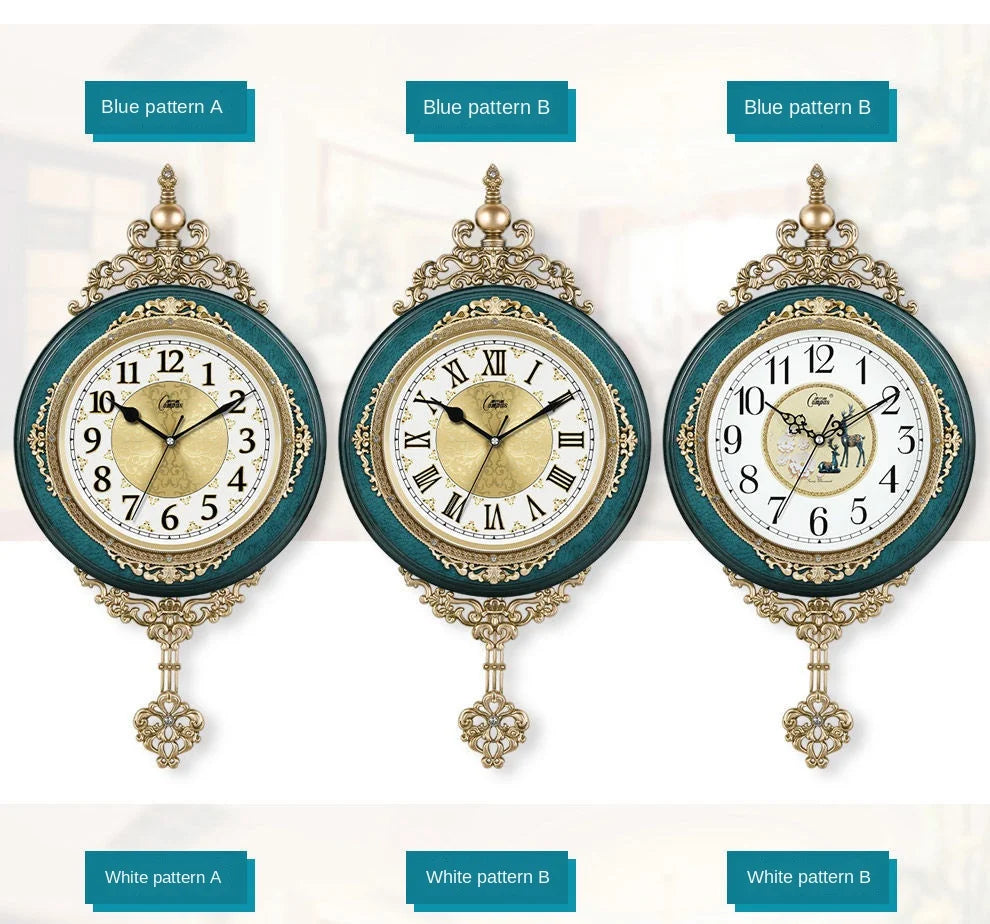 Elegant Retro Wall Clock - Mute Pendulum Design