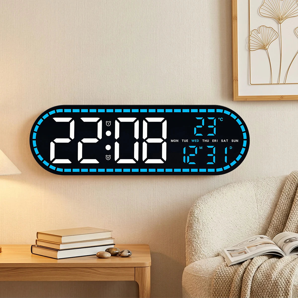Premium Digital Wall Clock - Multi-functional LED Display