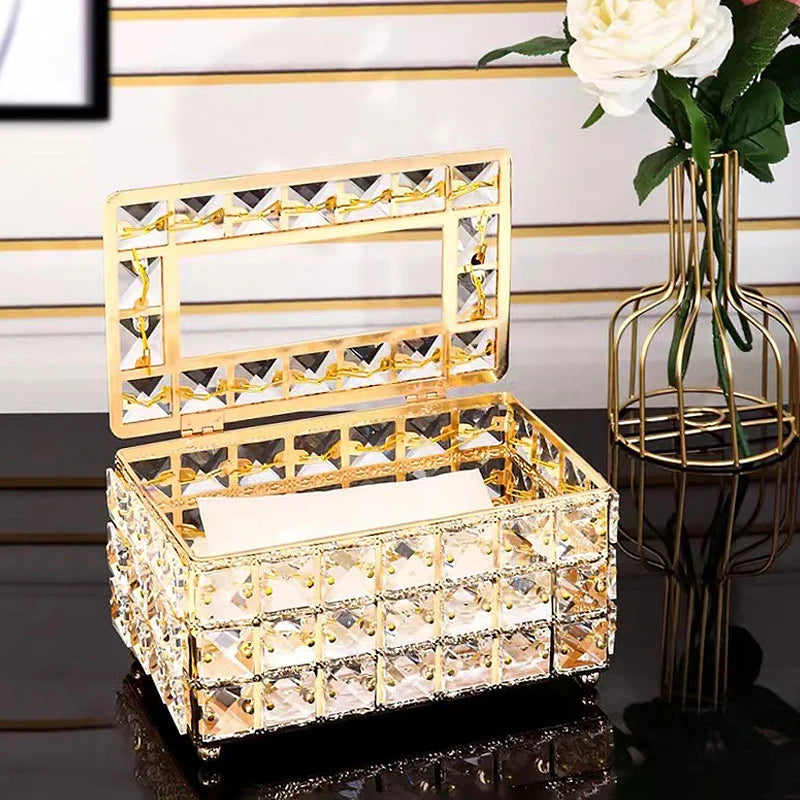 Elegant Luxury Crystal Tissue Box for Tabletop Decor