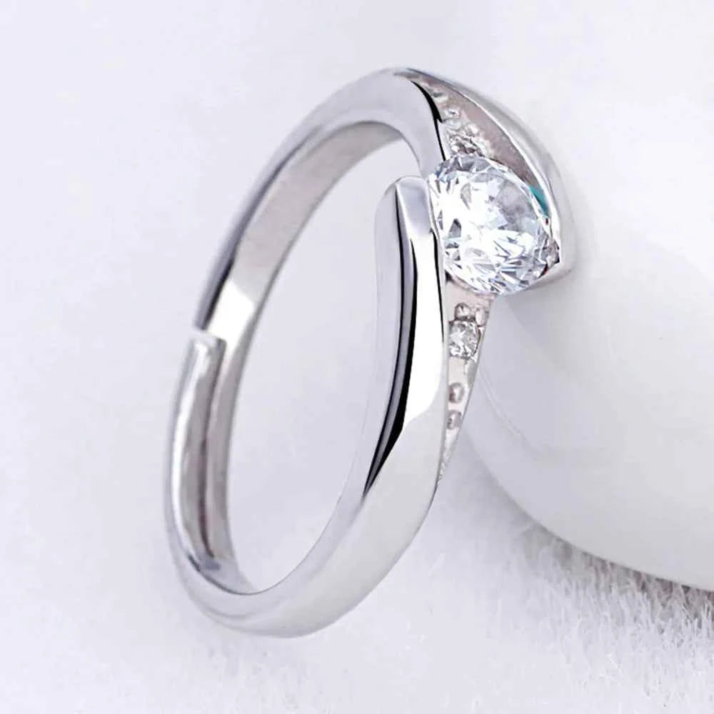 2pcs 925 Sterling Silver Couple Rings Zircom For Women Man Exquisite Student Girlfriend Silver Jewelry Accessories Wedding