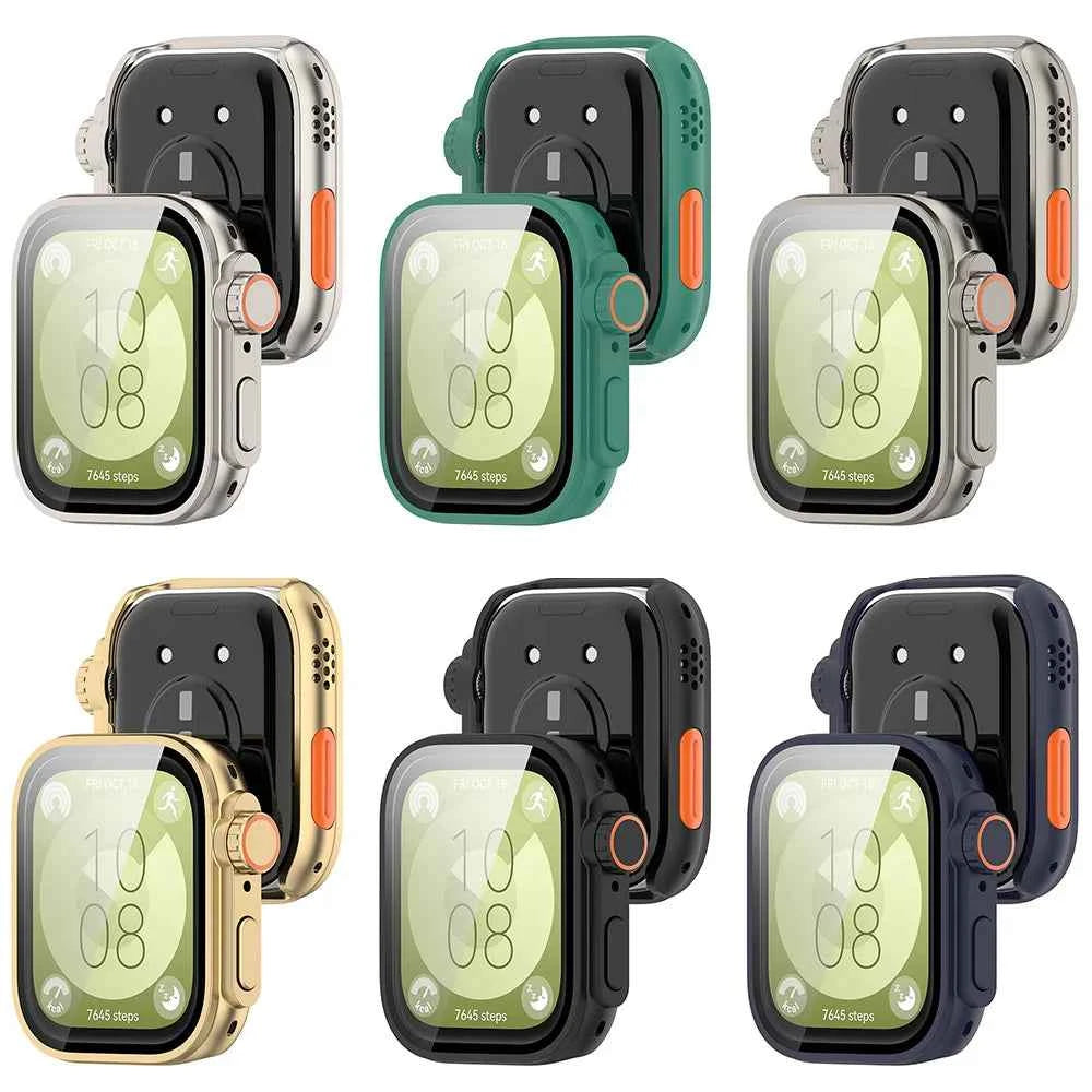 Change to Ultra PC Case+Glass For Huawei Watch Fit 3 Smart Watch Screen Protector for Huawei Fit 3 Upgrade to Ultra2 Accessories