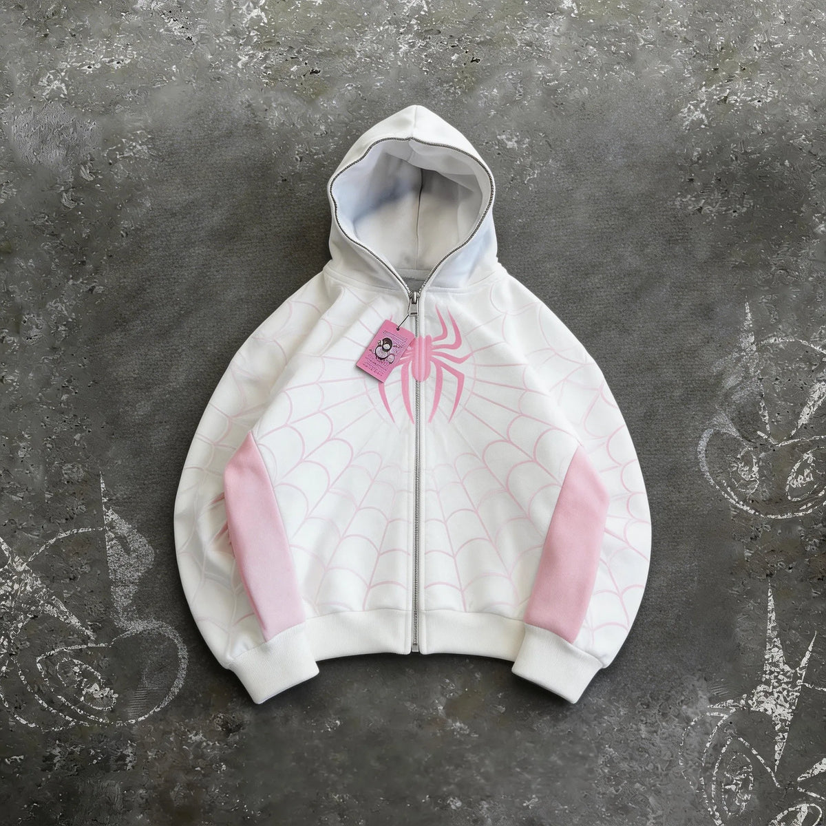 Vintage Spider Patchwork Zip Hoodie - Gothic Y2K Streetwear