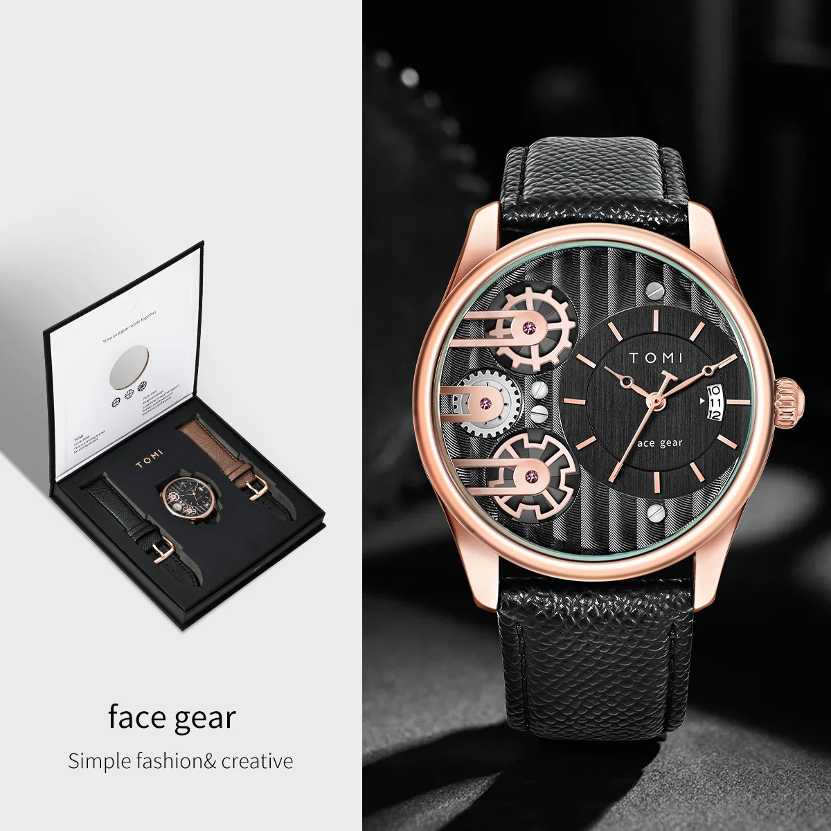 Luxury Mens Quartz Watch Set - Business Detachable Strap