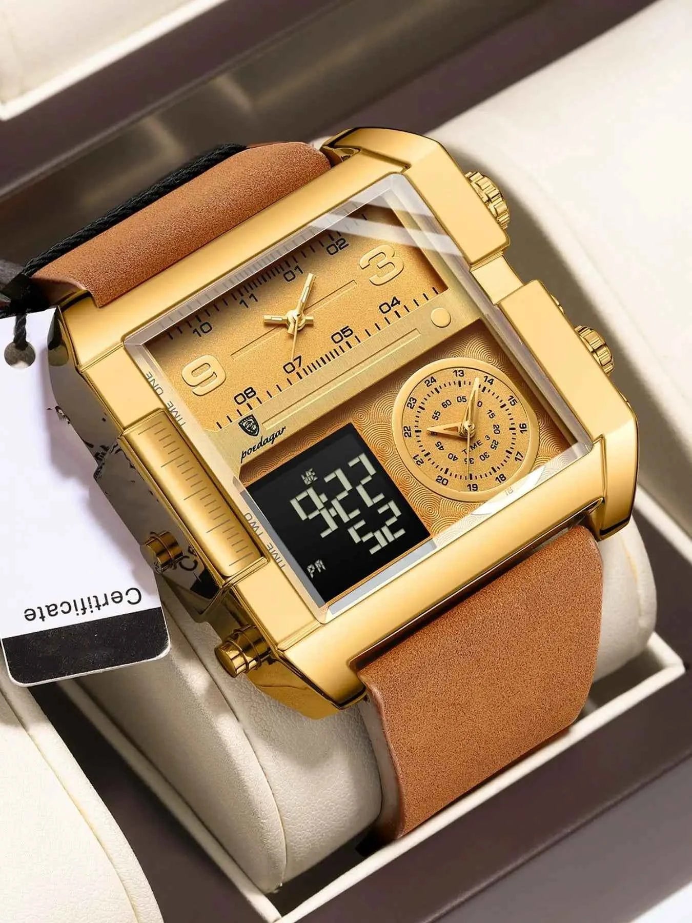 Elegant Men's Rectangular Quartz Watch - Waterproof & Luminous