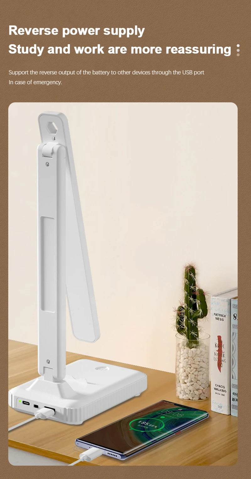 Premium USB Rechargeable Desk Lamp - Dimmable & Foldable
