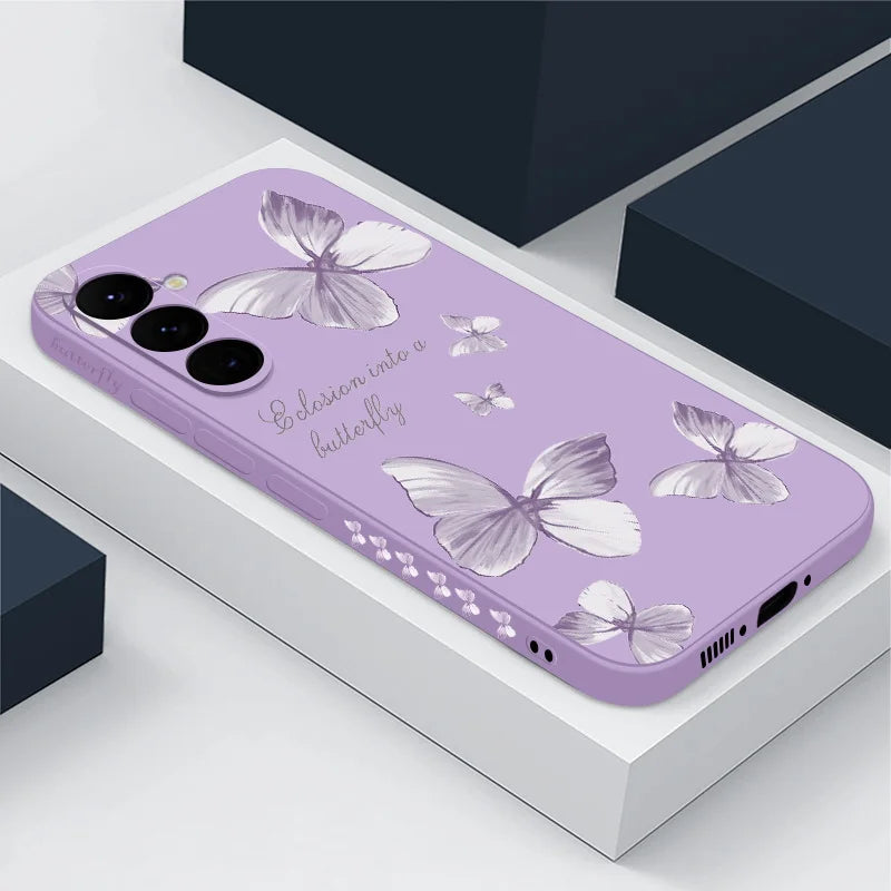 Elegant Butterfly Phone Case with Hand Lanyard - Soft Silicone