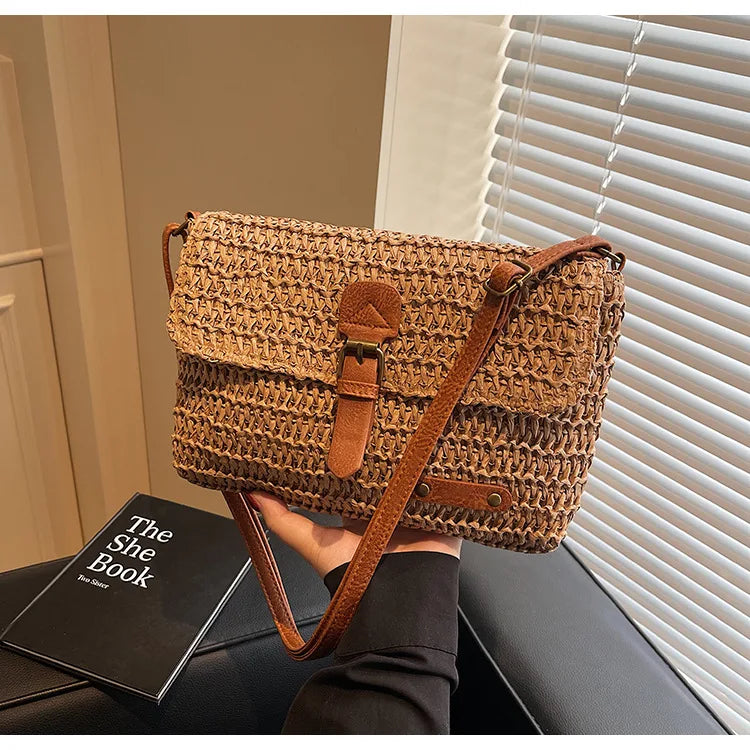 Elegant Straw Crossbody Bag - Chic Vacation & Casual Style