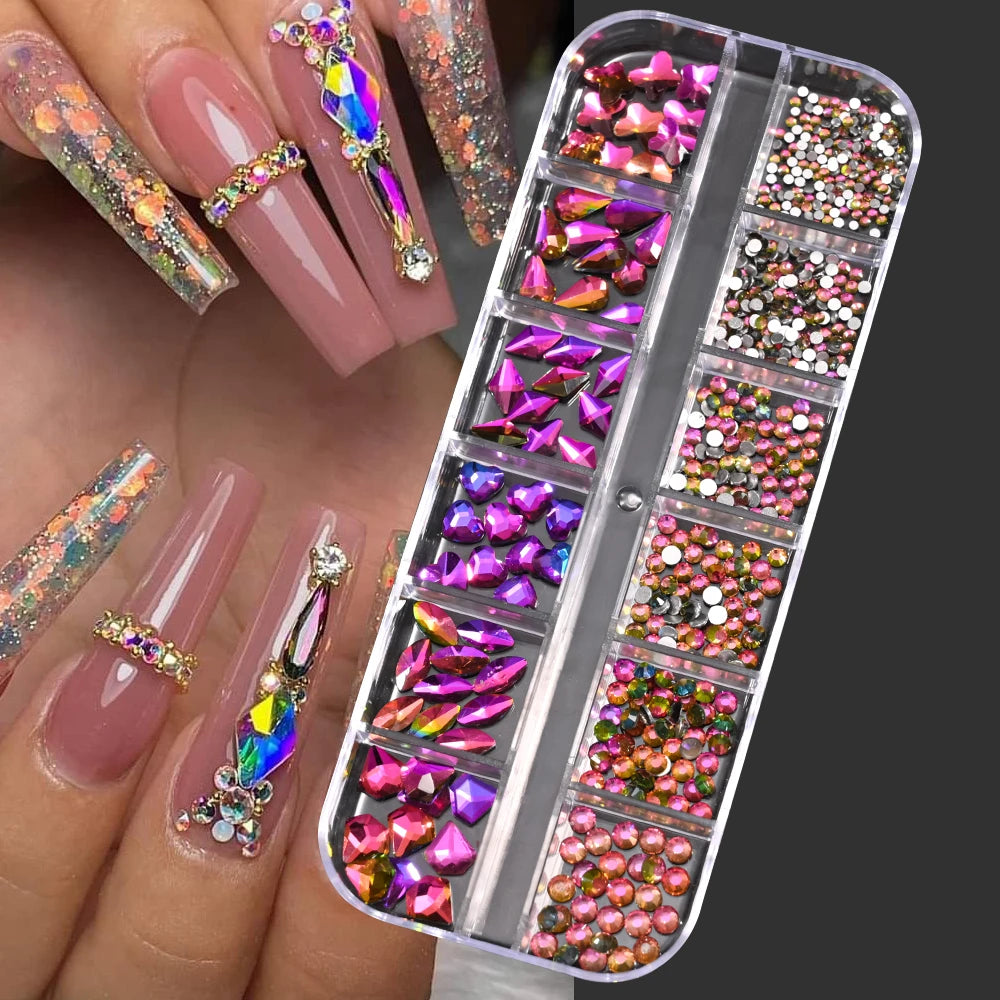 Luxury Crystal Chain Nail Charms - Rhinestone Diamond Art