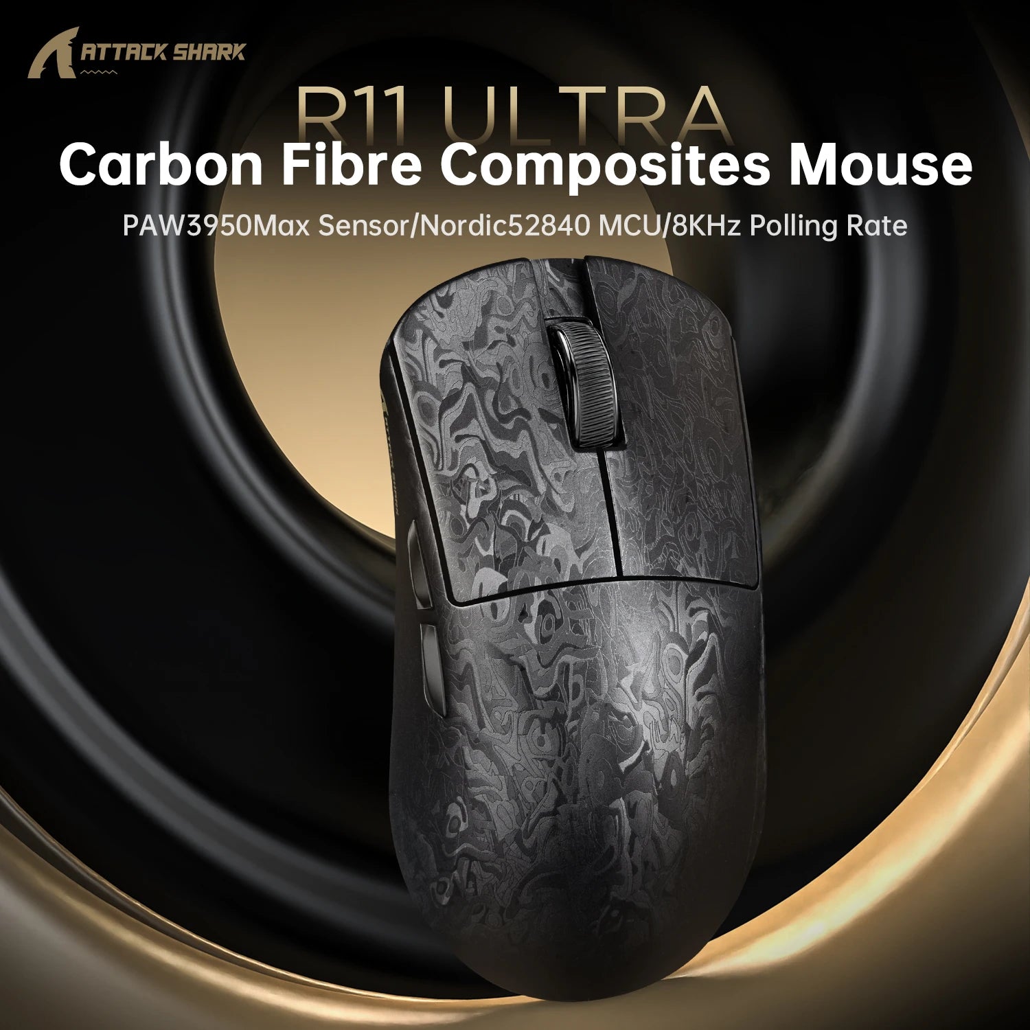 Premium Carbon Fiber Gaming Mouse - Ultra-Light 49g & 8K Wireless