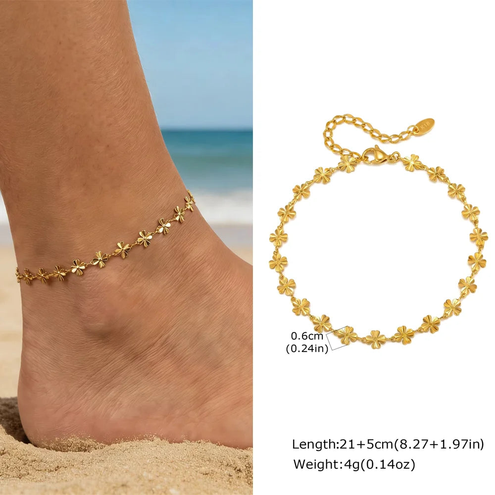 Exquisite Gold Plated Heart Anklet - Stainless Steel Foot Jewelry