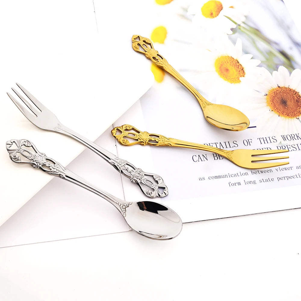 Elegant Rainbow Stainless Steel Flatware Set - Vintage Style