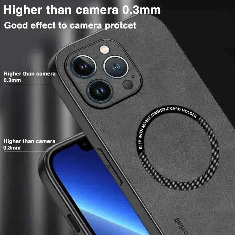 Luxury Leather Magnetic Phone Case - Shockproof & MagSafe Compatible