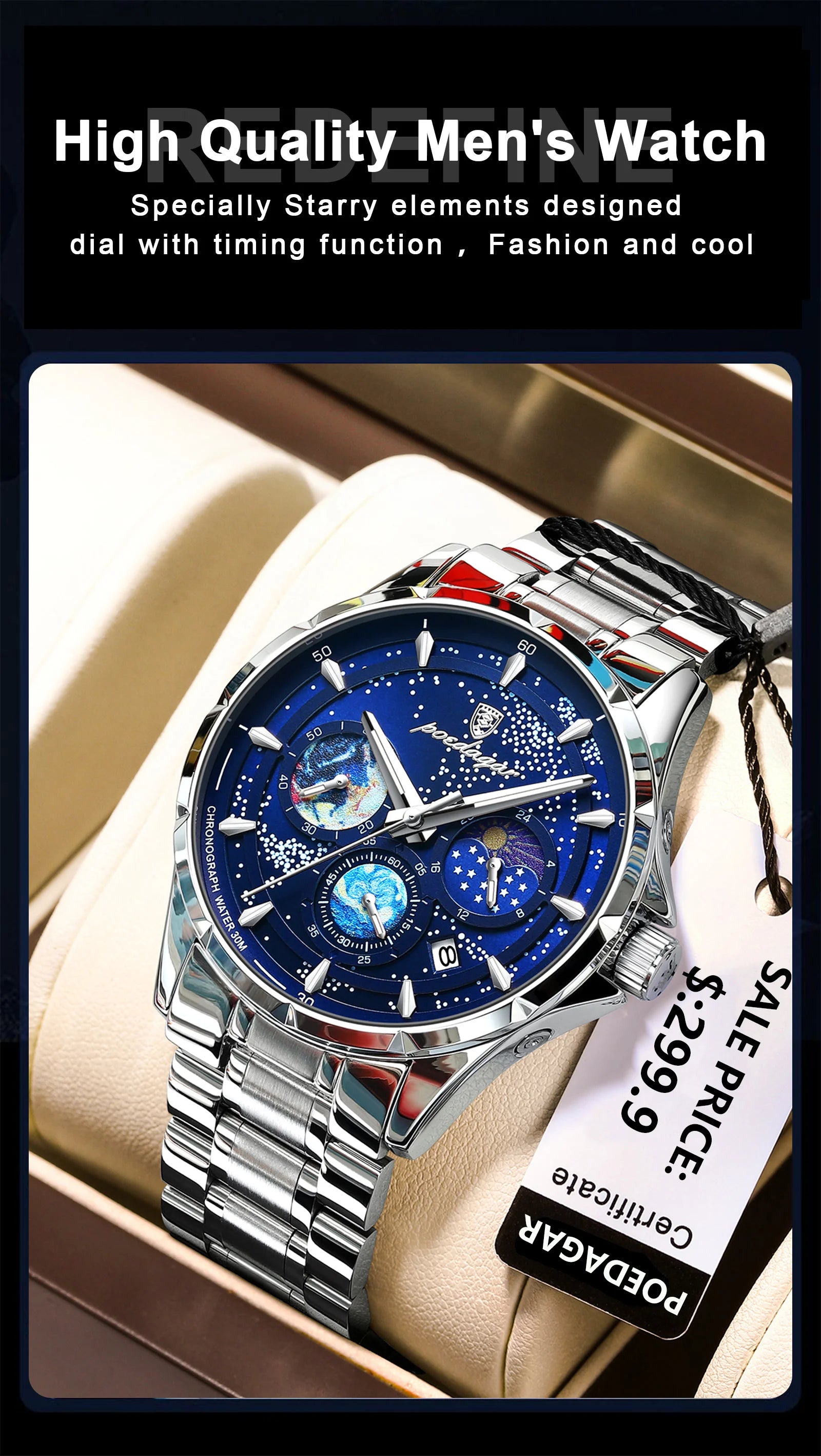Luxury Men's Quartz Watch - Chronograph & Luminous