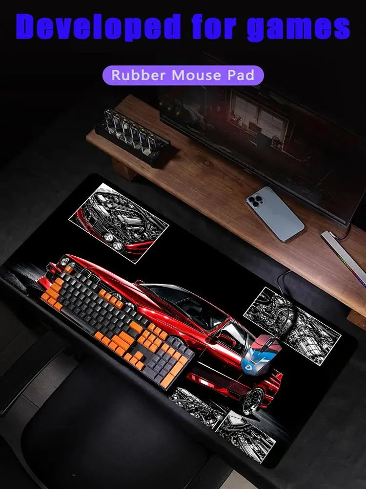 Premium Gaming Mouse Pad - Red Classic Car Desk Mat