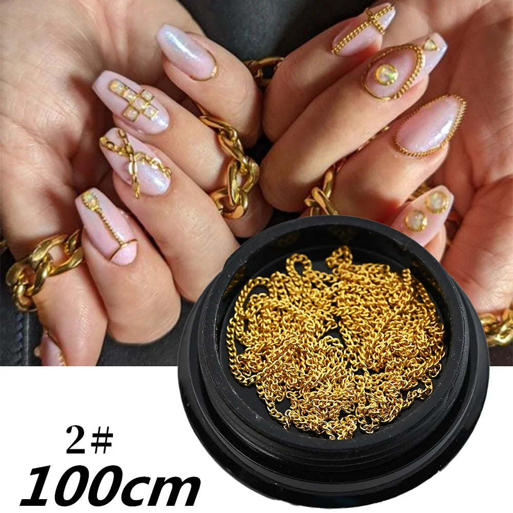 Luxury Crystal Chain Nail Charms - Rhinestone Diamond Art