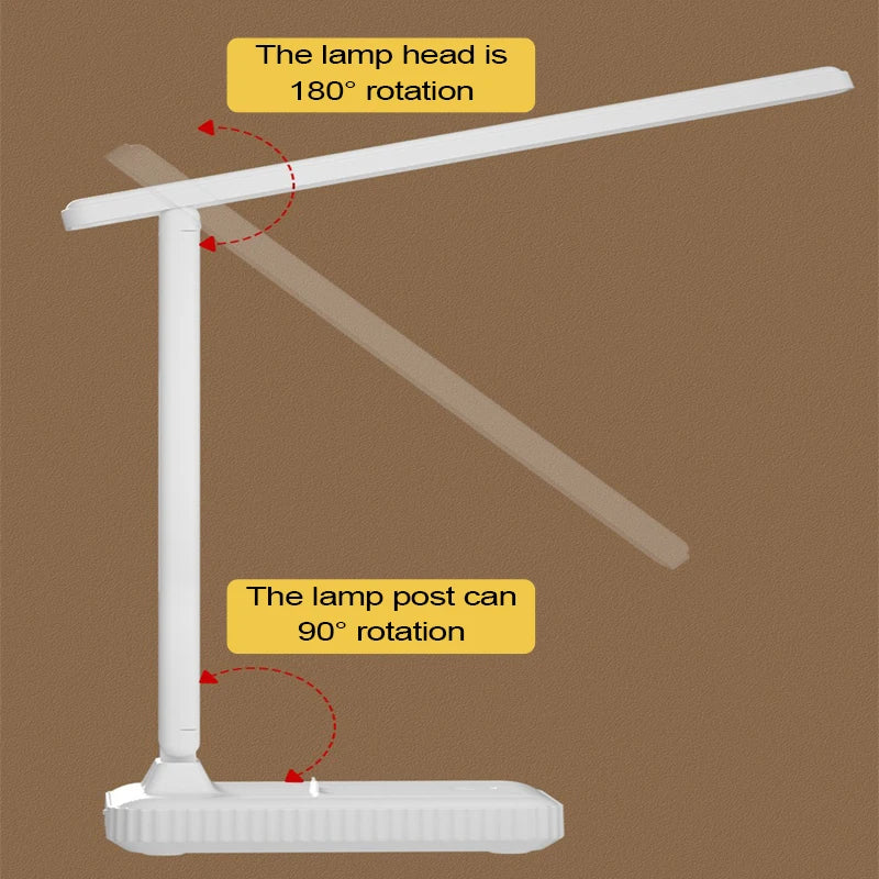 Premium USB Rechargeable Desk Lamp - Dimmable & Foldable