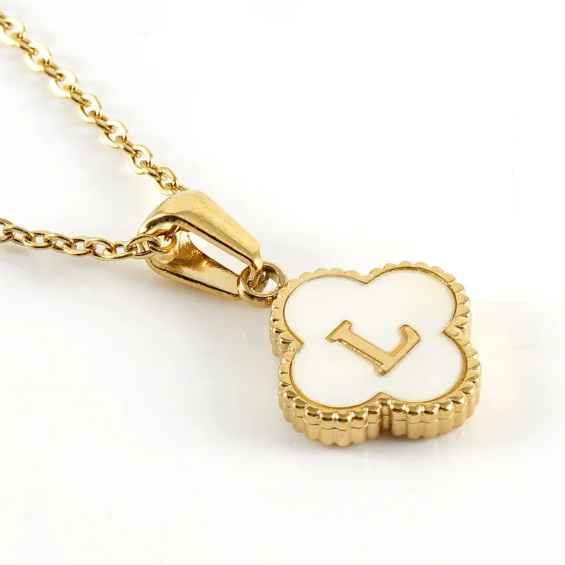 Elegant Initial Letter Necklace - Lucky Shell Gold Pendant
