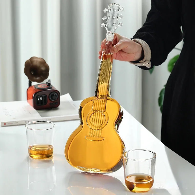 Premium Glass Guitar Decanter - Elegant Wine Aerator Set
