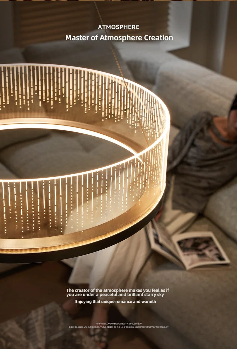 Elegant Modern LED Ring Chandelier - Dimmable Luxury Lighting