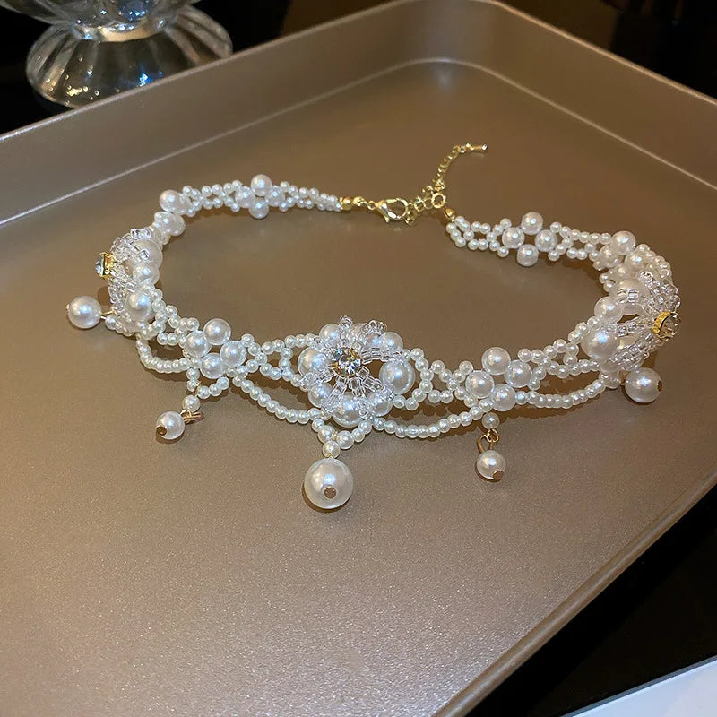 Luxury Vintage Pearl Choker Necklace - French Romantic Style