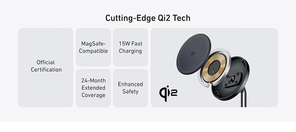 Premium Qi2 Wireless Charger Stand - Fast 15W Magnetic Charging