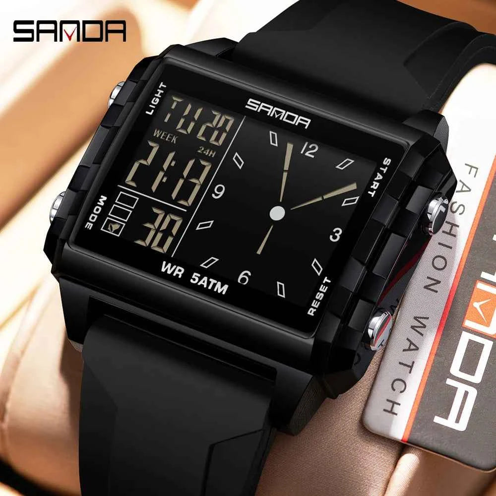Premium Digital Sports Watch - Waterproof Square LED Timepiece