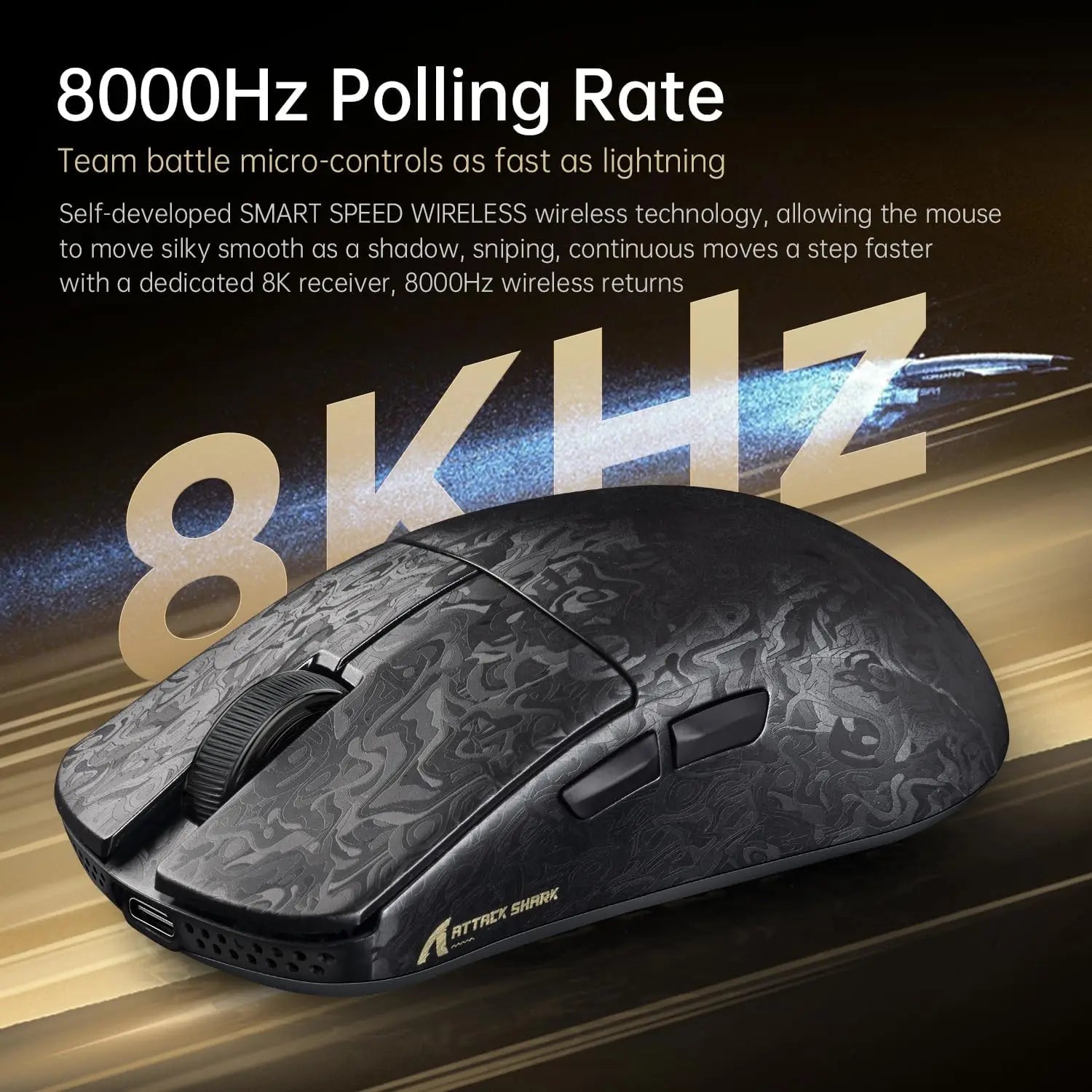 Premium Carbon Fiber Gaming Mouse - Ultra-Light 49g & 8K Wireless