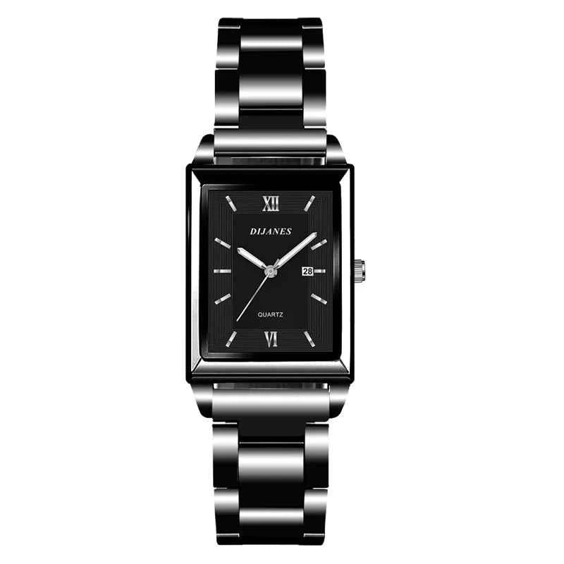 Elegant Men's Rectangle Watch - Stainless Steel Quartz
