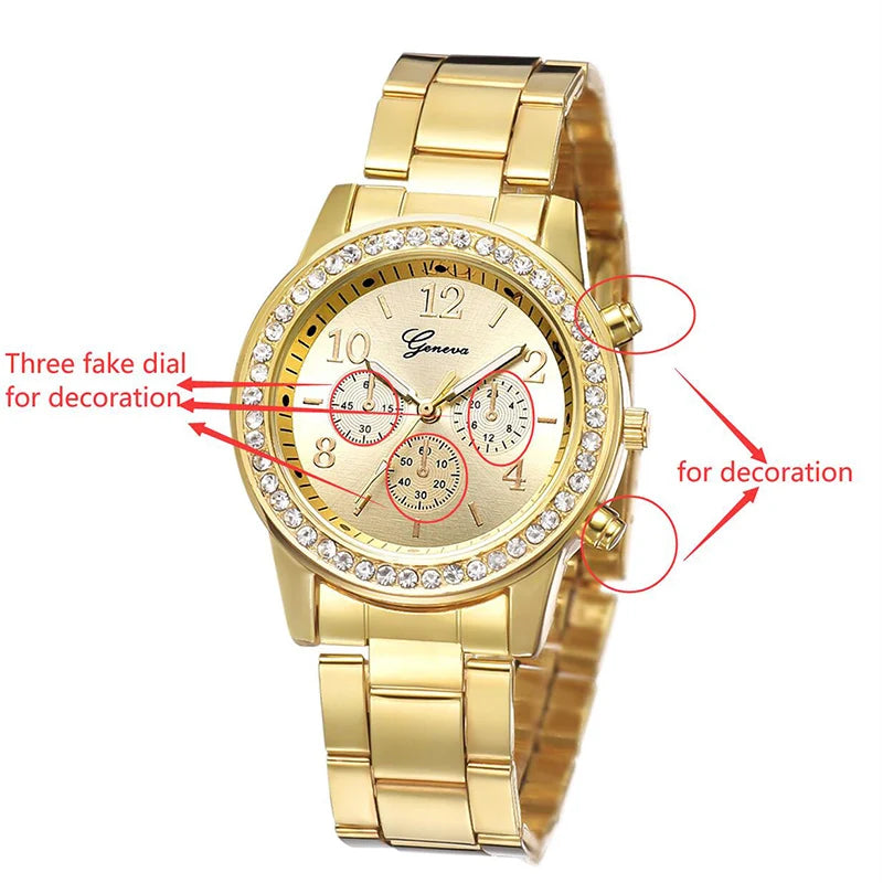 Elegant Ladies Rose Gold Watch - Stainless Steel Bracelet