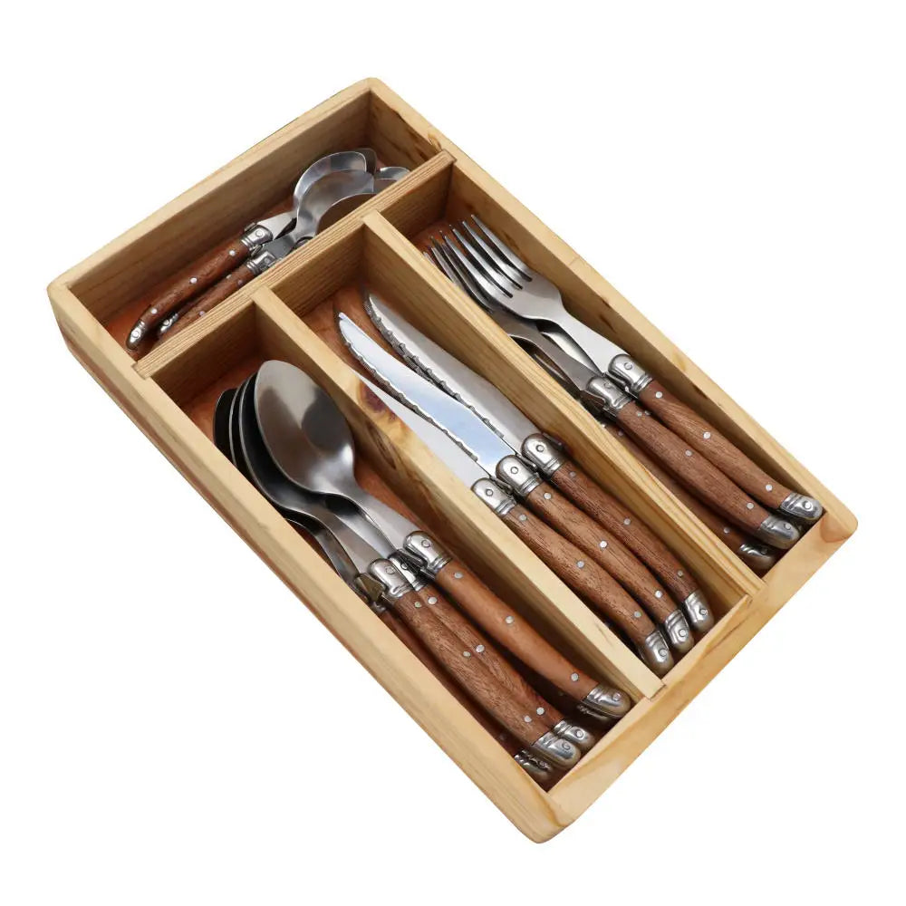 Luxury Laguiole Cutlery Set - Rose Wood Handle Dinnerware