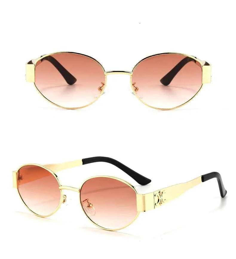 Luxury Retro Oval Metal Sunglasses - Stylish Unisex Eyewear