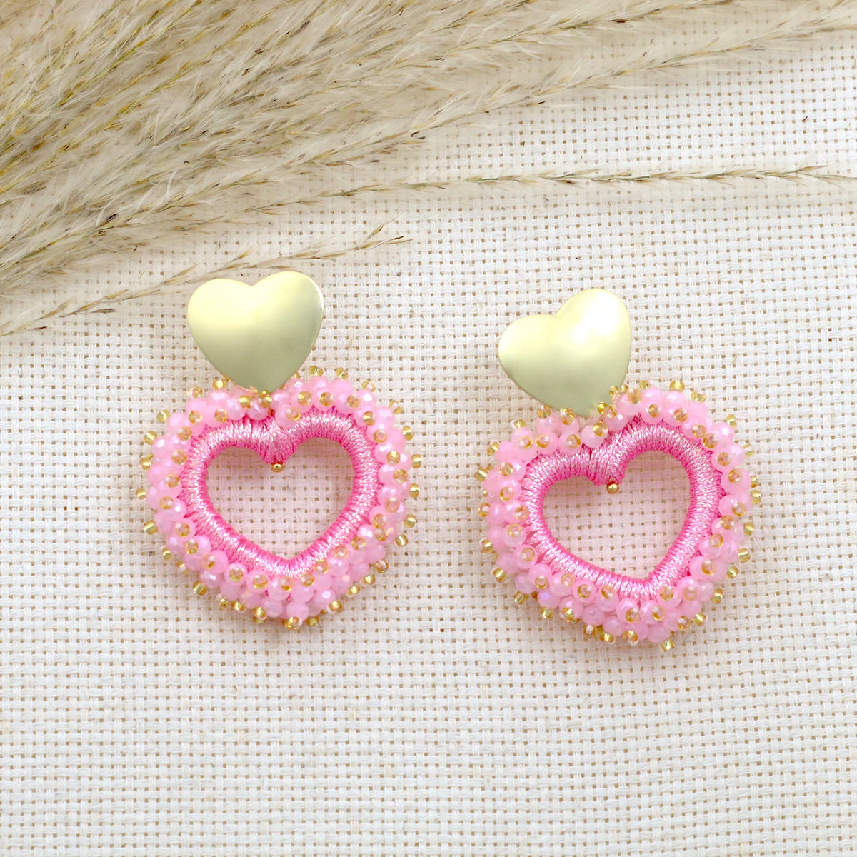 Elegant Heart Shape Drop Earrings - Handmade Crystal Jewelry