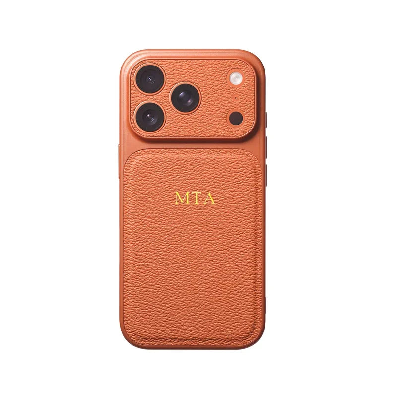Luxury Initials Leather Phone Case with Lens Protection