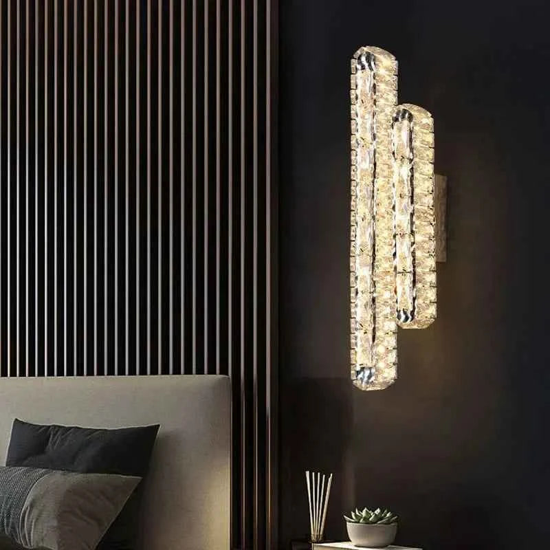 Luxury Modern Oval LED Crystal Wall Lamp - Indoor Light Fixture