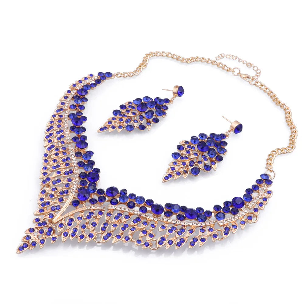 Elegant Crystal Jewelry Set - Rhinestone Necklace & Earrings