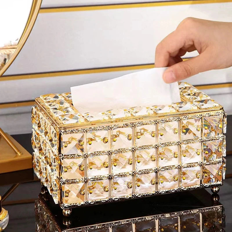 Elegant Luxury Crystal Tissue Box for Tabletop Decor