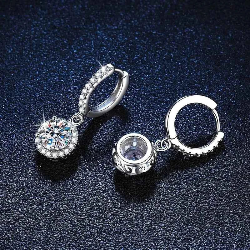 Luxury 1 Carat Moissanite Round Earrings in Sterling Silver
