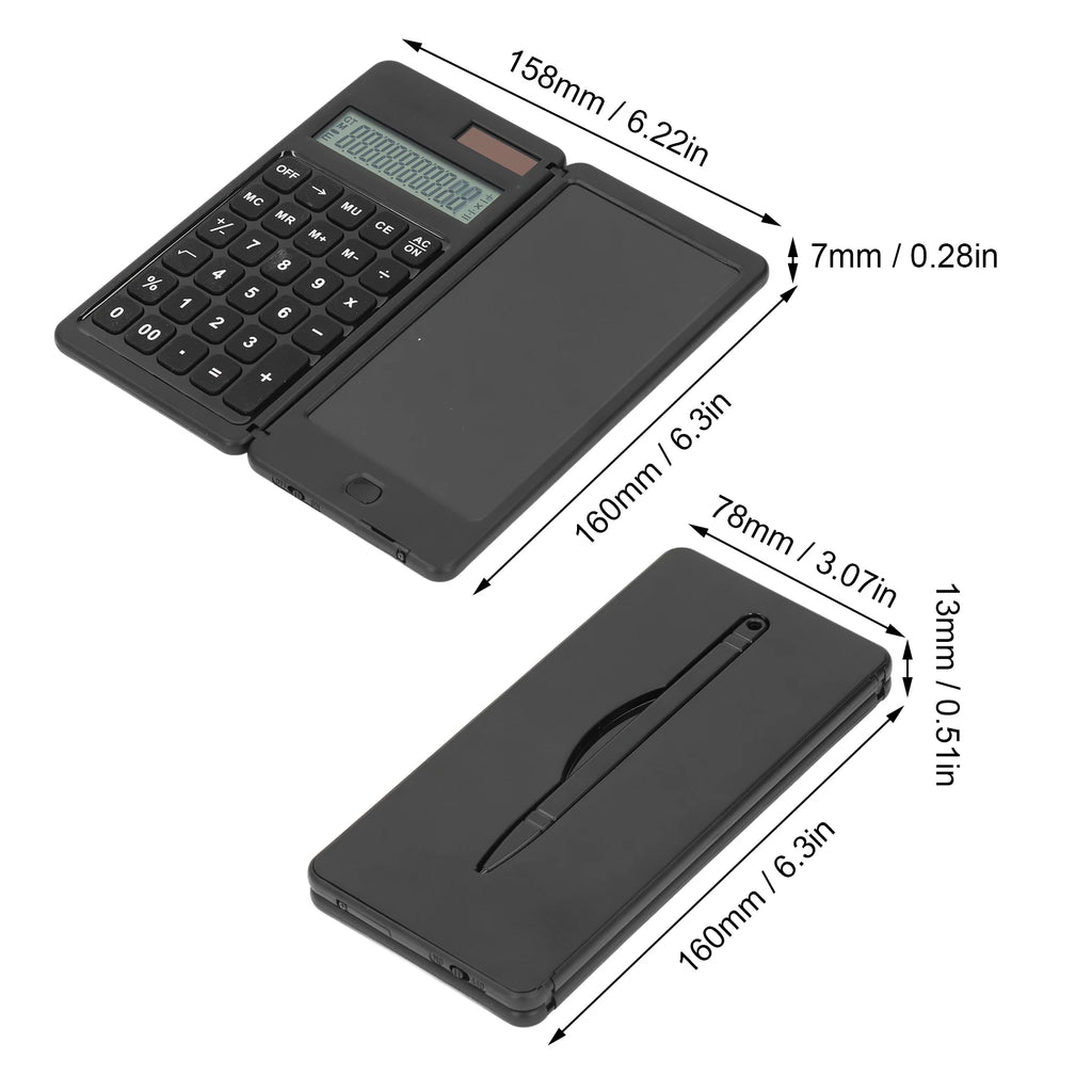Premium Solar Desktop Calculator with Writing Tablet