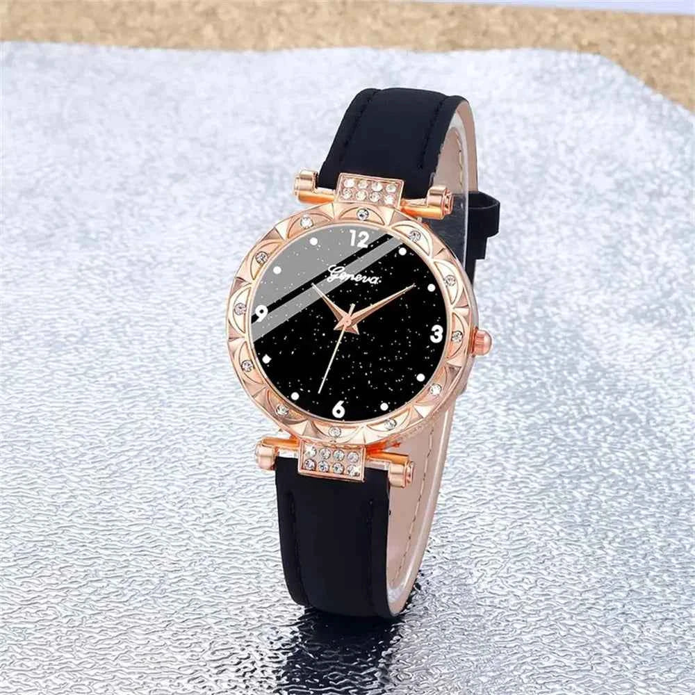 Luxury Rhinestone Women's Quartz Watch Set - Elegant Bracelet Gift