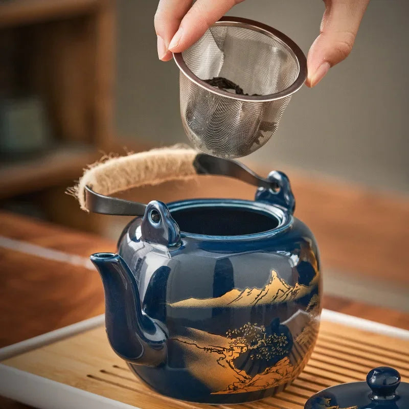 Premium Ceramic Tea Set - Large Capacity Beam Pot