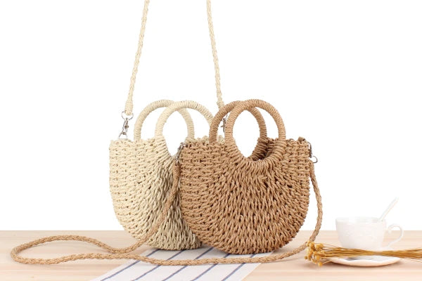 Elegant Women's Straw Tote - Handmade Beach Weaver