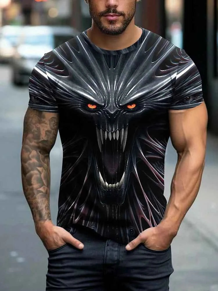 Premium Spider Print Men's T-Shirt - Streetwear Short Sleeve Tee