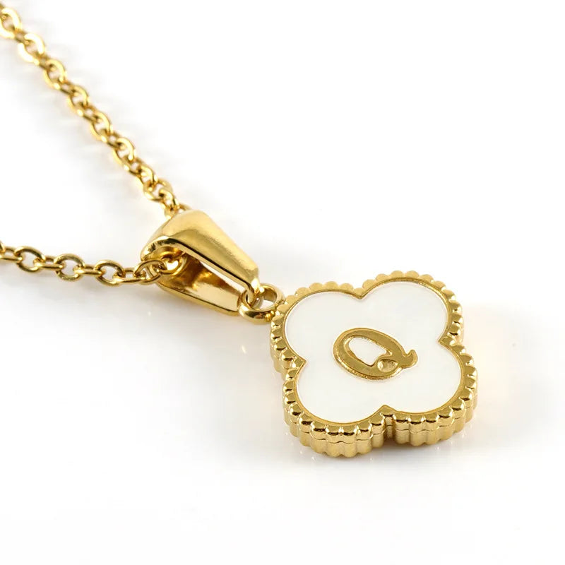 Elegant Initial Letter Necklace - Lucky Shell Gold Pendant