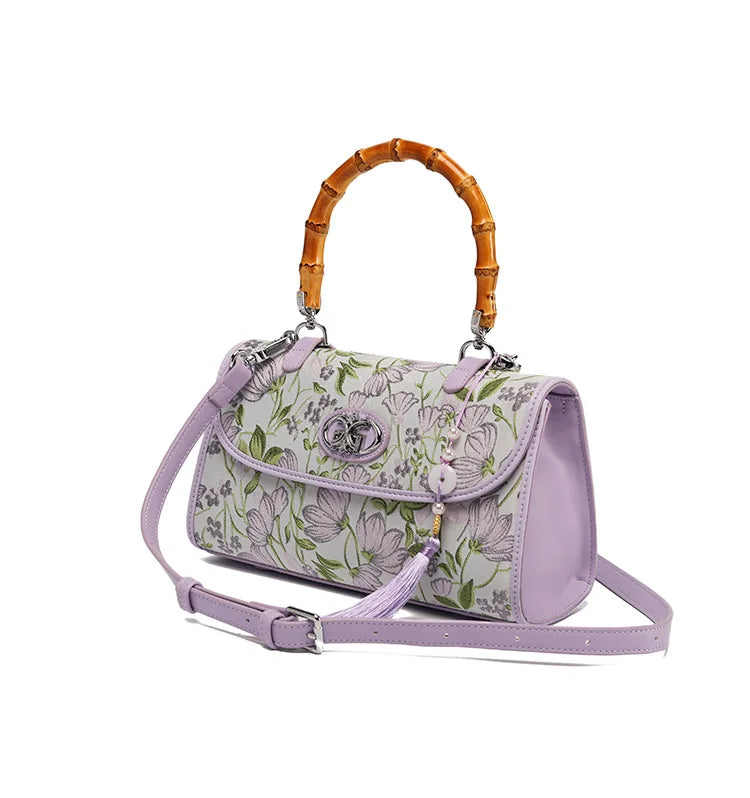 Elegant Embroidered Bamboo Knot Handbag