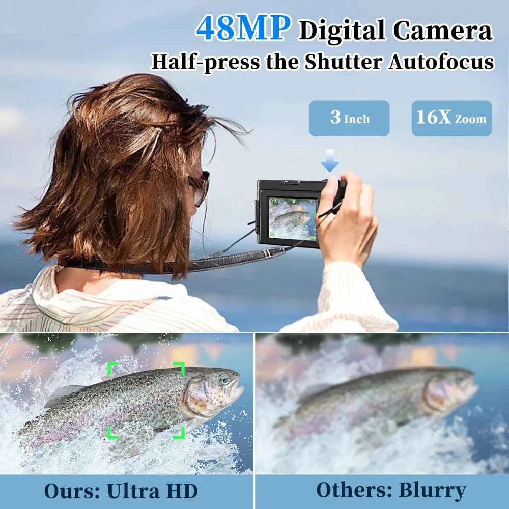Compact Vlogging Camera - 4K 48MP Flip Screen & Anti-Shake