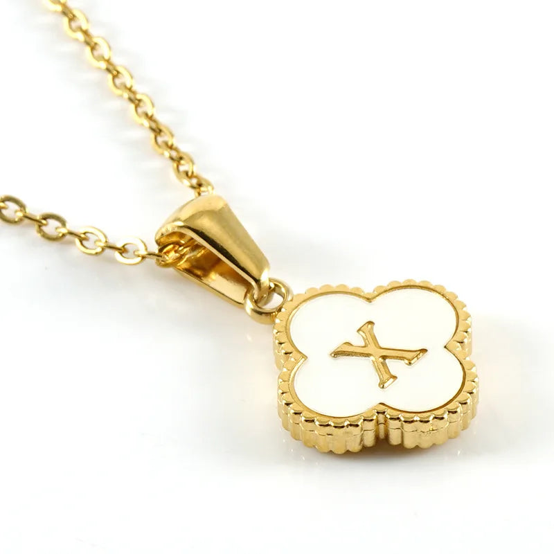 Elegant Initial Letter Necklace - Lucky Shell Gold Pendant