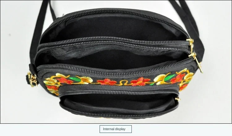 Elegant Embroidered Crossbody Bag - Vintage Floral Design