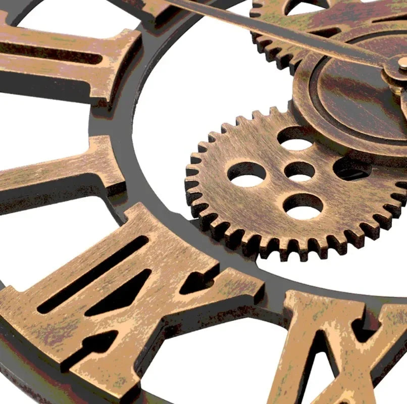 Premium Industrial Gear Wall Clock - Moving Metal Decor