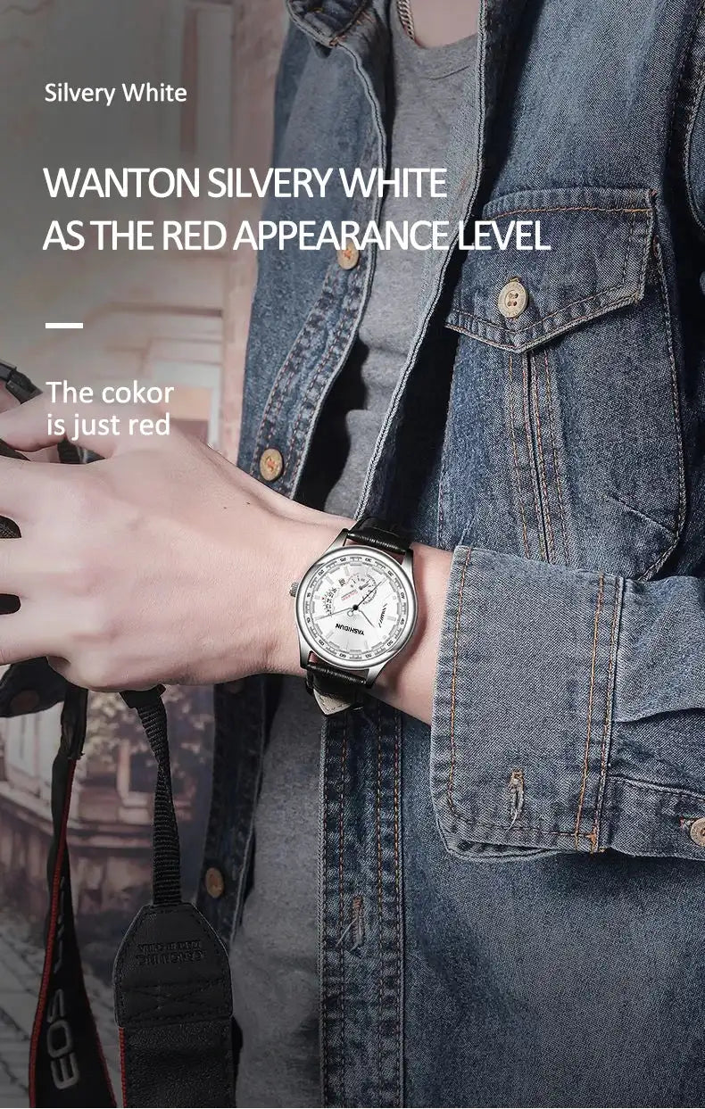 Premium Men's Luminous Quartz Watch - Waterproof Leather