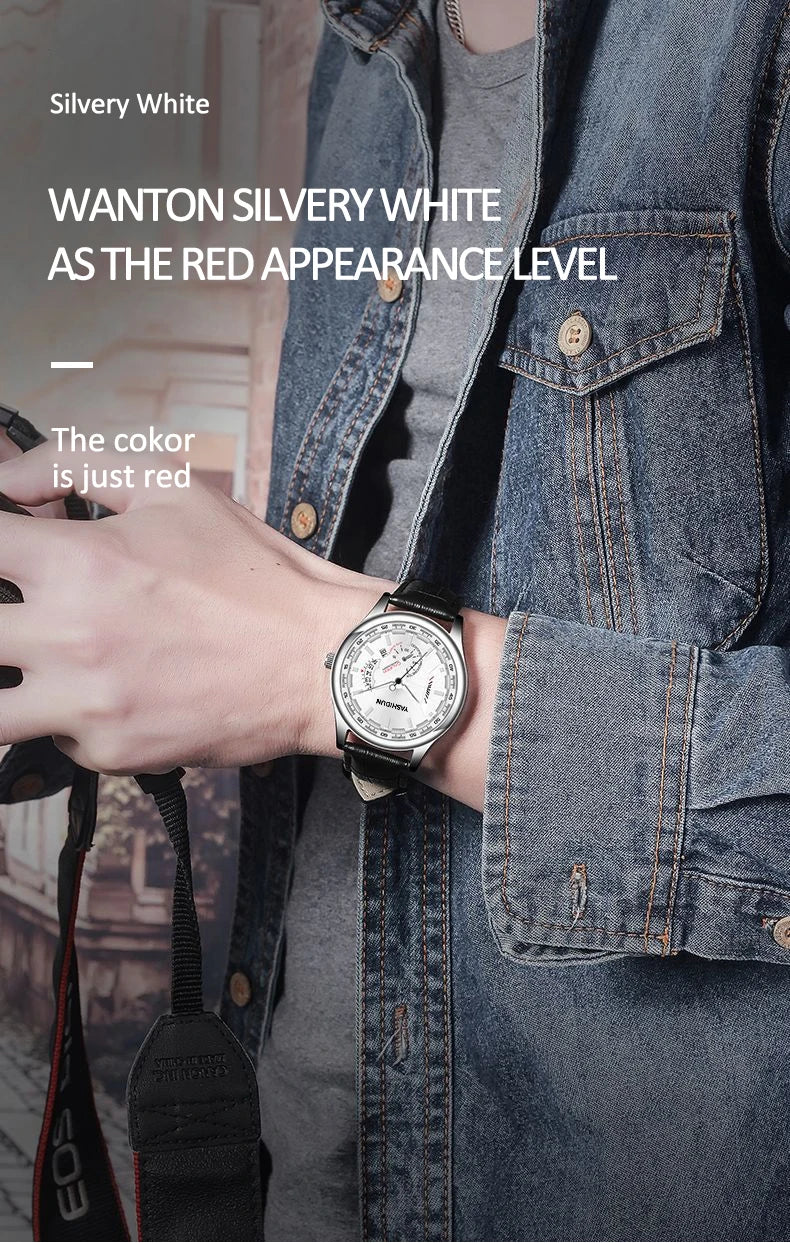 Premium Men's Luminous Quartz Watch - Waterproof Leather